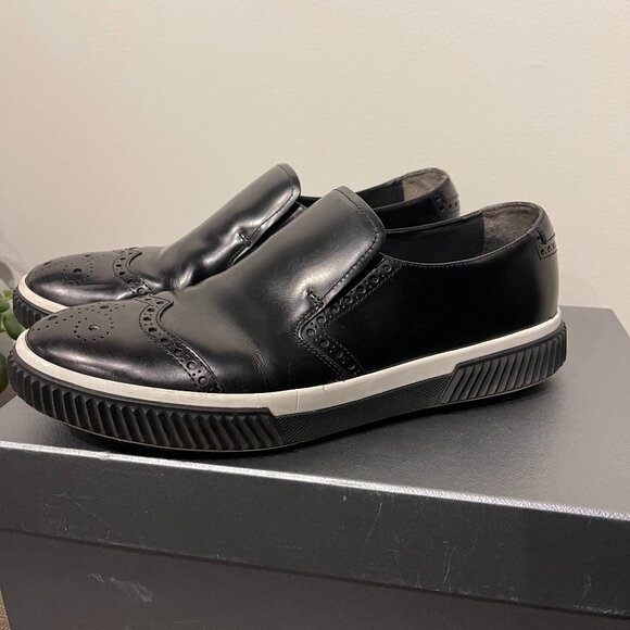 Prada Stratus Slip On Brogue Sneakers Black - Picture 1 of 4